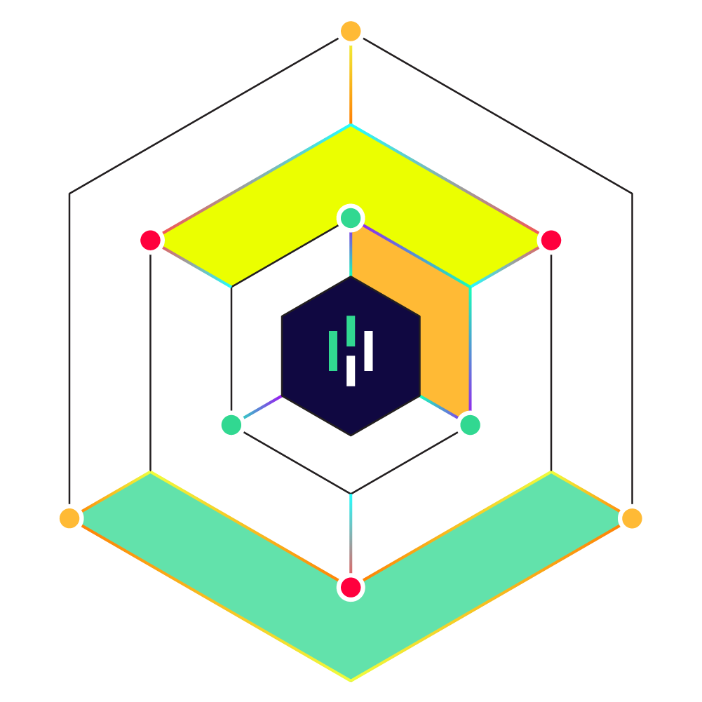 Hero illustration showing heap logo with lines coming out to show infrastructure